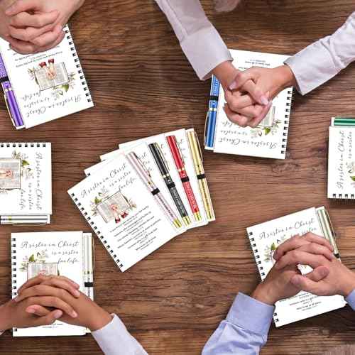 40 Pcs Christian Sister Gifts Sisters in Christ Notebook and Pen Set 20 Jehovah Bible Spiral Notebook Witness Journaling Notebooks 20 Colors Ballpoint Pens for Women Friends Church