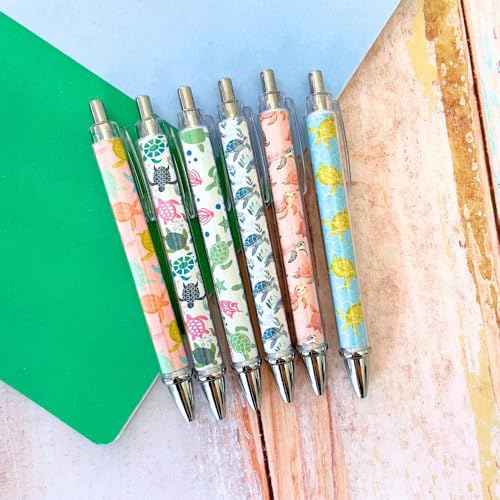 YJ PREMIUMS 6PC Turtle Pens Cute Turtles Turtled Turtlely Writing Ink Ballpoint Pen School Office Supplies Stocking Hawaiian Ocean Sea Animals for Teacher Coworkers Lovers Women Staff Employee Gifts