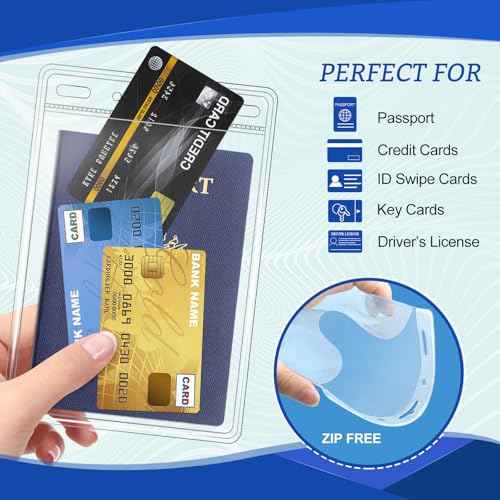 200 Pack Clear Plastic Passport Identification Card Holders, 4x6 Inch Vertical No Zipper Plastic Name Badge ID Card Holders