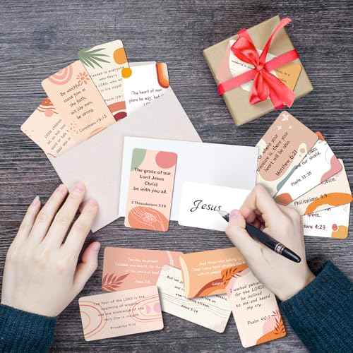 200 Prayer Cards, Bible Verse Cards Boho Theme Scripture Card for Women Men Kids, Mini Christian Encouragement Card Bible Gifts Inspirational Prayer Board Supplies