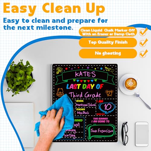 Melisheer First and Last Day of School Chalkboard Sign for Kids, Double-Sided Reusable Classroom Board