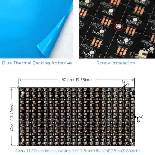 Scrolling LED Sign Programmable Flexible Panel, Cuttable 24V LB1924 (WS2811) RGB IC Individually Addressable Sheet Light Black Board for Backlighting and LED Advertising Sign (IP20, Black PCB)