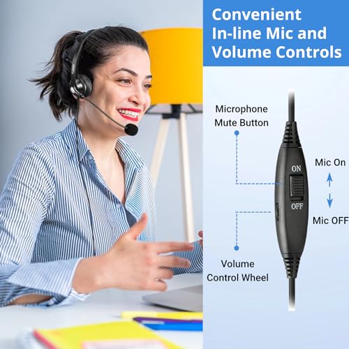 Callez RJ9 Phone Headset with Microphone Noise Cancelling, Office Telephone Headset Compatible with Cisco IP Phones 7940 7942 7945 7960 7962 7965 7821 7841 8811 8841 8845 8851 Plantronics M10 M12 M22