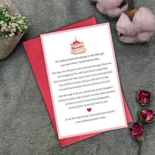 Inspirational Birthday Card for Daughter, Poem Birthday Card from Mom Dad, 18th 21st 30th 40th 50th Birthday Gift Ideas for Daughter