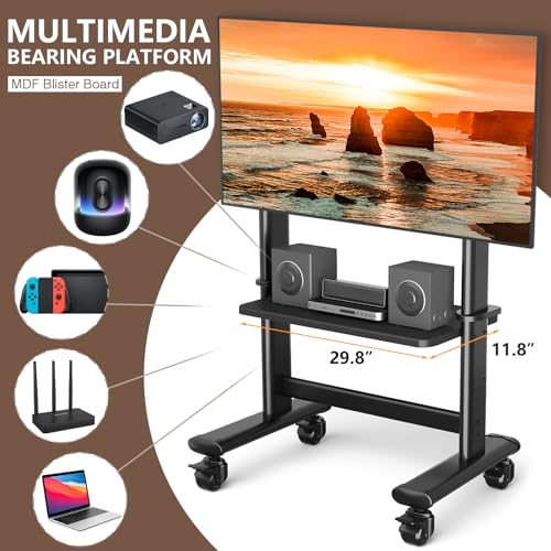 Mobile TV Cart with Wheels for 55-120" TVs up to 250 lbs | 1 Shelf Variation