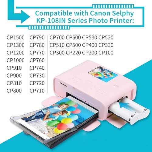 3 Pack KP108IN Ink Cartridges Compatible for Canon Selphy KP-108IN KP-36IN Color Ink Cassette 4x6 Inch, 100 x 148mm Compatible for Selphy CP1500 CP1300 CP1200 Photo Printers (Without Paper)