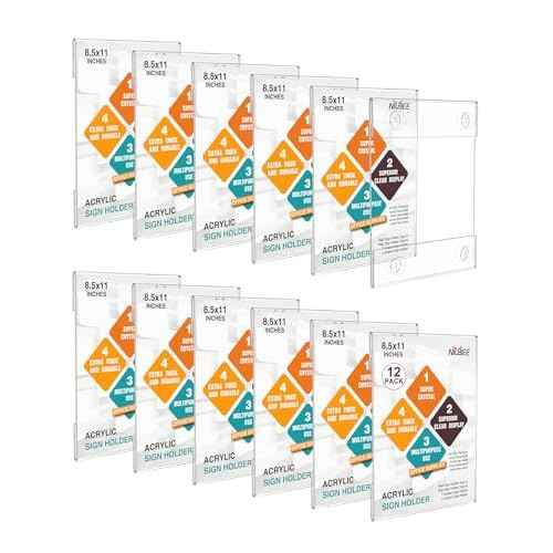 NIUBEE Acrylic Window Sign Holder:Glass Door Sign Holder with 4 Suction Cups 8.5x11 Inch--Window Mount for Displaying Flyers, Notices, Documents and Menus, for Office, Store, Home, Restaurant Use (12 Pack)