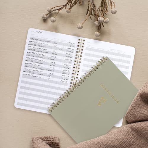 ZICOTO Sage Green Accounting Ledger Book - Undated Expense Tracker for Small Business