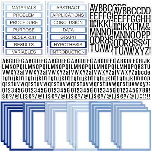 PerKoop 36 Sheets Science Fair Board Poster Boards Supplies 24 Self Adhesive Presentation Subtitles 4 Science Fair Project Titles 8 Personalized Letter Sticker for Classroom(Gradient Blue)