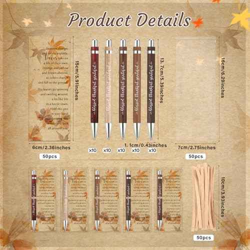 Epakh 50 Sets Thanksgiving Gifts Bulk, Fall Pens with Greeting Cards, Fall Party Favors for Adults, Friendsgiving Party Favors, Thanksgiving Gifts for Coworker, Teacher, Employee, Office Supplies