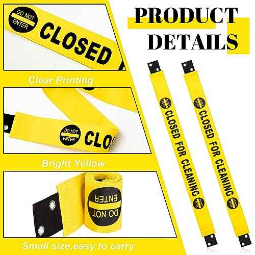 Barydat 8 Pcs Restroom Closed for Cleaning Sign with Magnetic Ends Nylon Bathroom Do Not Enter Magnetic Signs with Suction Cup Hanger Banner for Door