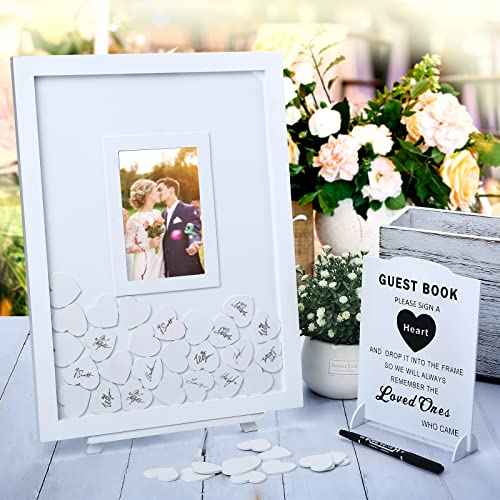 Othran Wedding Guest Book, Wedding Guest Book Alternative with Wooden Hearts, Guest Book Wedding Reception Wedding Book for Guests for Wedding Anniversary Baby Shower Birthday Party
