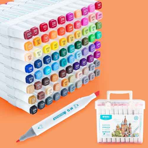 M&G 80 Colors Water Based Markers, Fine & Broad Dual Tip Coloring marker Set with Storage Case, Art Markers for Adult Kids Coloring Note Taking Sketching Drawing Art