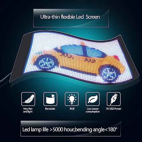 Leadleds 5V Bluetooth Programmable LED Matrix Panel, Flexible USB-Powered Scrolling Message Board with Custom Text & Animation, App Control for Advertising, Store, Bar, Car, Home Decor