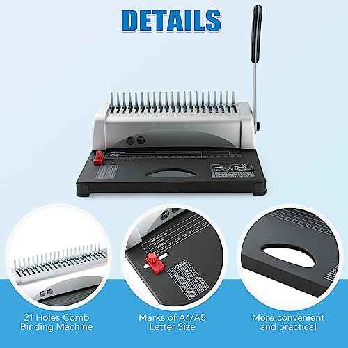 FLK Tech Binding Machine with Starter Combs Set for A4-21 Hole / 450 Sheets Paper Punch Binder