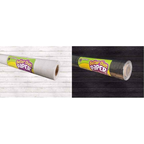 White Shiplap Better Than Paper® Bulletin Board Roll & Black Wood Better Than Paper Bulletin Board Roll