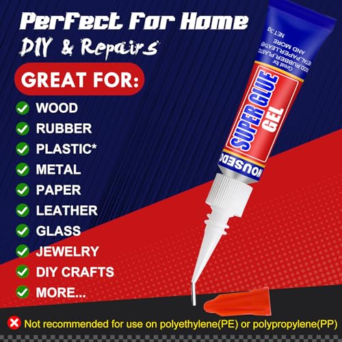 WOUSEDO 12-Pack Super Glue Gel - Quick Dry Thick Adhesive for All Materials