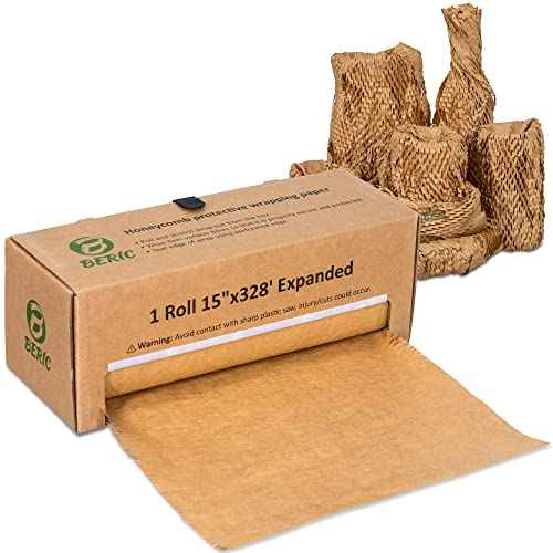 Beric Honeycomb Paper Cushioning Wrap - Packing - Shipping Supplies - Packing Paper - Boxes For Packaging - Alternative To Bubble Wrap Roll - Packing Paper For Moving - 15" X 328'