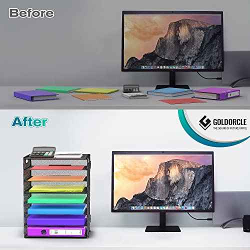 8 Tier Paper Letter Tray Organizer with Handles, Mesh Desk File Holder Storage Organization for Office School Desktop