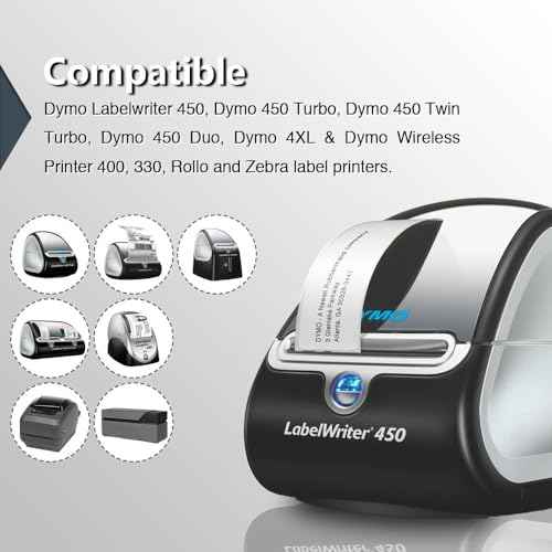 BETCKEY - Compatible DYMO 30334 (2.25" x 1.25" Removable) Medium Multipurpose Labels - Compatible with Rollo, DYMO Labelwriter 450, 4XL & Zebra Desktop Printers[10 Rolls/10000 Labels]
