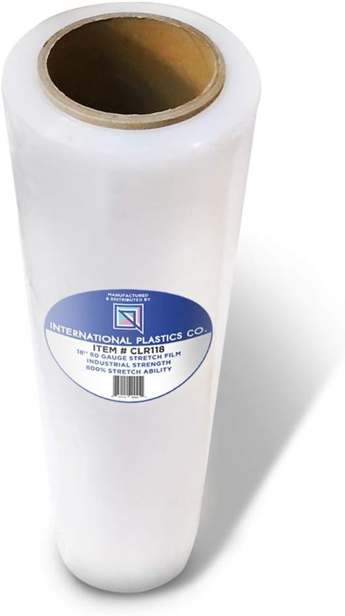International Plastics Co. 80 Gauge Plastic Stretch Film - 1200ft Clear Cling Wrap for Heavy Duty Packing