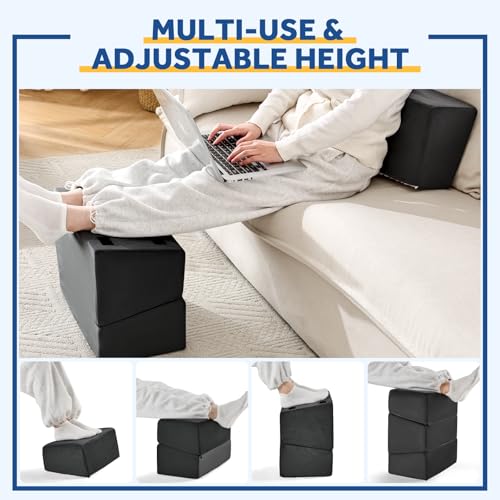 Wantell Adjustable Foot Rest Under Desk | Ergonomic Foot Stool for Office & Gaming Chairs, Washable Cover, 3-Height Levels