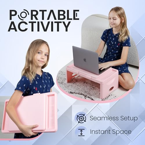 Loddie Doddie Pink Folding Lap Desk with Storage - Portable Table, 9.75" x 12"