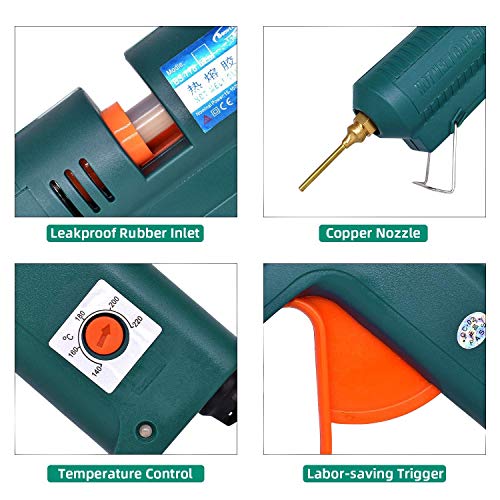 Boswell 150W Full-Size Hot Glue Gun Set with 6 Copper Nozzles – Includes 5 Glue Sticks & Wrench (Set2)