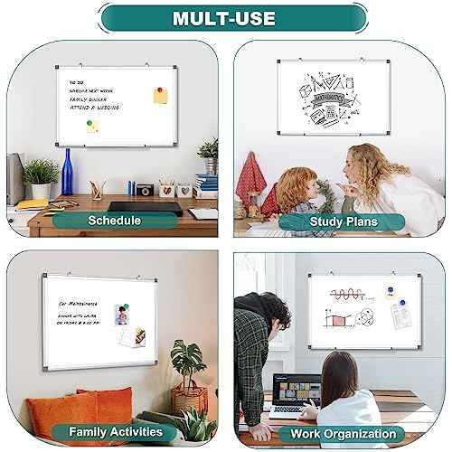 Double Sided Magnetic White Board, 36"x24" Dry Erase Whiteboard for Wall with Aluminum Frame Presentation Board for School, Office and Home
