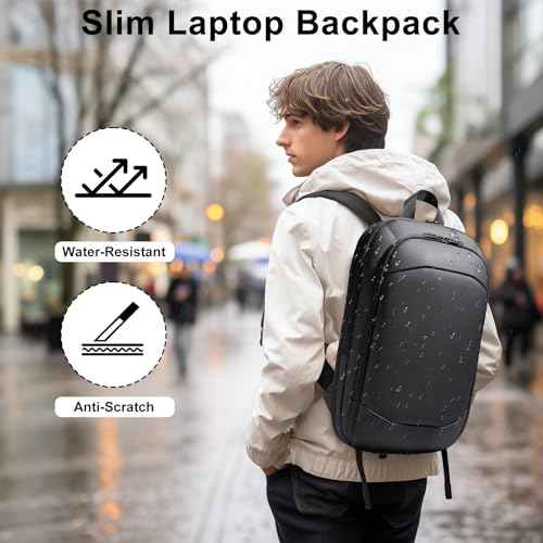 hk Slim Laptop Backpack, Lightweight Expandable High-Tech Business Work Backpack for Men Women,15.6 Inch Anti-theft Waterproof Travel Backpack Durable College Casual Daypack Computer Laptop Bag-Black