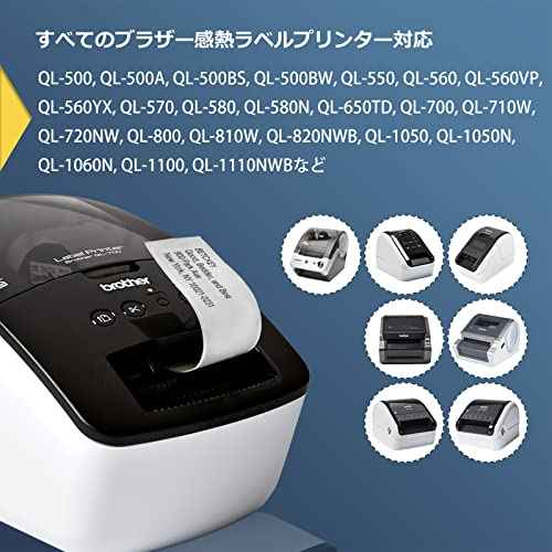 BETCKEY - Compatible Continuous Labels Replacement for Brother DK-2223 (1.9 in x 100 ft), Use with Brother QL Label Printers [6 Rolls + 1 Reusable Cartridge]
