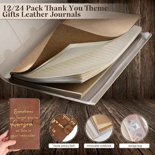 Kosiz 12 Pack Employee Appreciation Gifts Bulk Thank You Gift Leather Journals Inspirational Notebook for Vet Tech Medical Assistant Women Men Employee Coworker Staff Teacher Nurse Volunteer