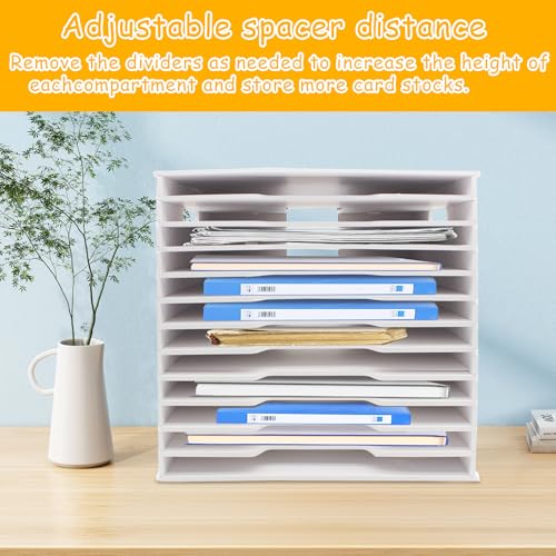 12 Tier Scrapbook Paper Organizer 13" x 13", TUSAUW 12-Layer Desktop Storage