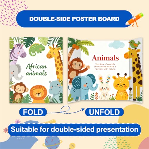 BXIHUR 4-Pack Small Tri-Fold Poster Boards 21.5x14 Inches with Sticky Accessories