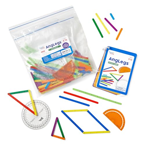 hand2mind AngLegs Small Group Set with 8 Protractors, Geometry Manipulatives, Geometric Shapes for Classroom, Montessori Math Materials, Math Teaching Tools, 4th Grade Math Manipulatives for Kids
