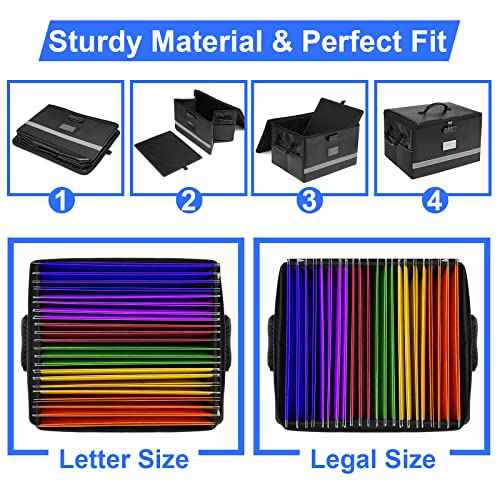 File Organizer, Fireproof File Box with Lids, Important Document Organizer Box with Lock, Portable File Folder Organizer with Handle