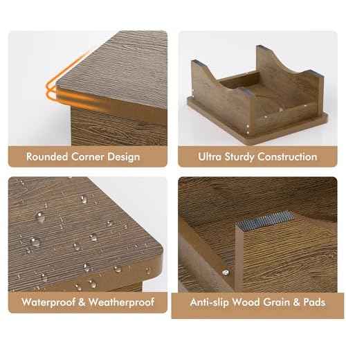 Y&M One Step Stool for Adults & Seniors, Waterproof HDPE Bedside Support Step Stool with Non-Slip Foot, 5.6" Heavy Duty Bed Step for High Beds, Bedroom, Office, Kitchen, Living Room ? Rustic Brown