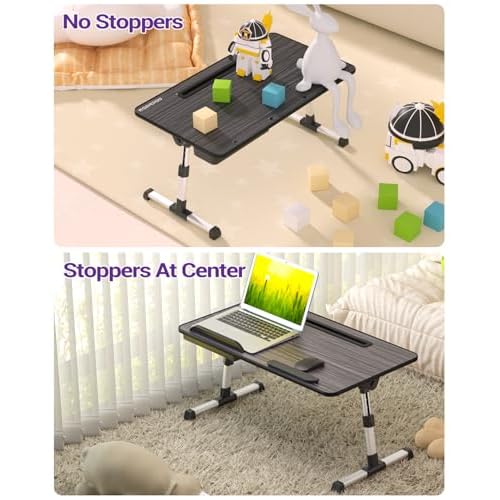 NEARPOW Laptop Bed Tray Table, Height & Angle Adjustable Portable Bed Table,Portable Computer Tray Laptop Stand for Bed W/Tablet Stand & Drawer, Foldable Lap Tablet Table for Sofa Couch Floor Writing