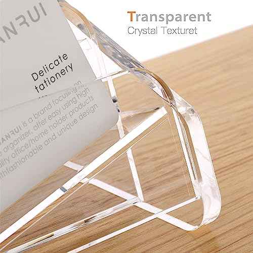 SANRUI Acrylic Business Card Holder for Desk, 4 Tier Clear Tilt Business Name Card Display Holders Stand Storage Organizer Fits720 Business Cards (Horizontal, 12-Slot)