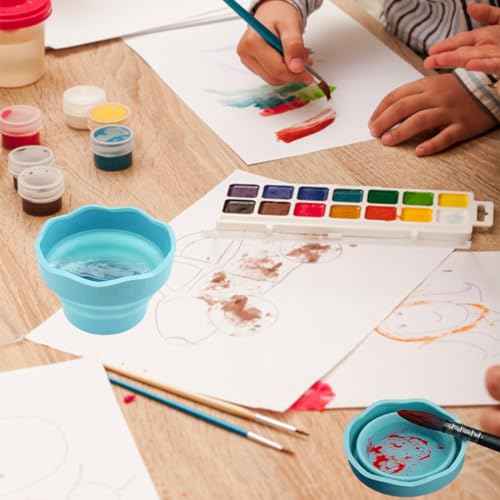 3 PCS Collapsible Paint Brush Washer Mini Foldable Silicone Watercolor Acrylic Oil Painting Silicone Washing Bucket Brush Holder Organizer Painting Water Cup for Watercolor Oil Painting
