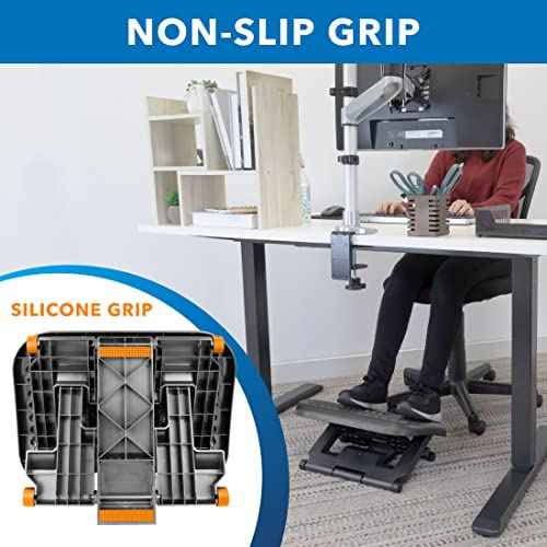 Mount-It! Ergonomic Under Desk Footrest | Massaging Foot Support for Foot Comfort | Office Tilting Footrest with 3-Level Height Adjustment Against Swelling