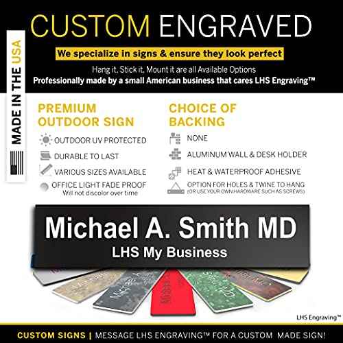 Engraved Custom Door Plate Black Plastic Office Door Sign with White Letters - Made in USA 2x6 B2
