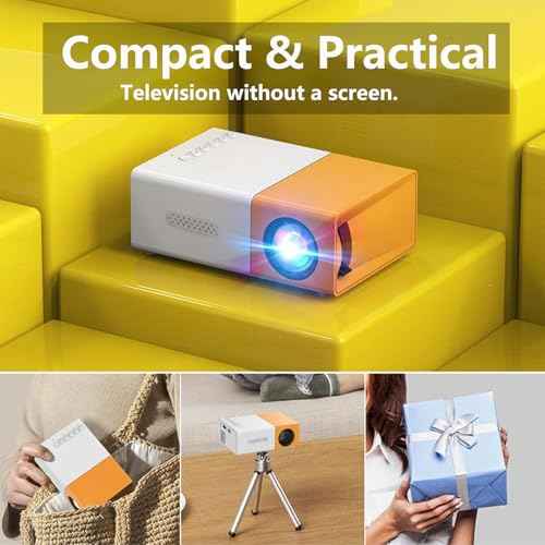 Mini Projector 1080P HD Portable Smart Projector, Video Projector for Bedroom with HiFi Stereo, HDMI/USB/Audio Compatible with Phone, Laptop, TV Stick, PS5