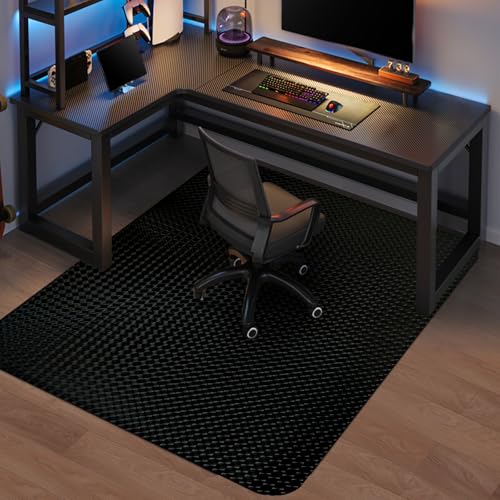 Vicwe Gaming Chair Mat for Hardwood Floor, 60"¡¿46" Large Office Chair Mat, PVC Computer Chair Mats, Easy Glide, Floor Protector for Rolling Chair-Black