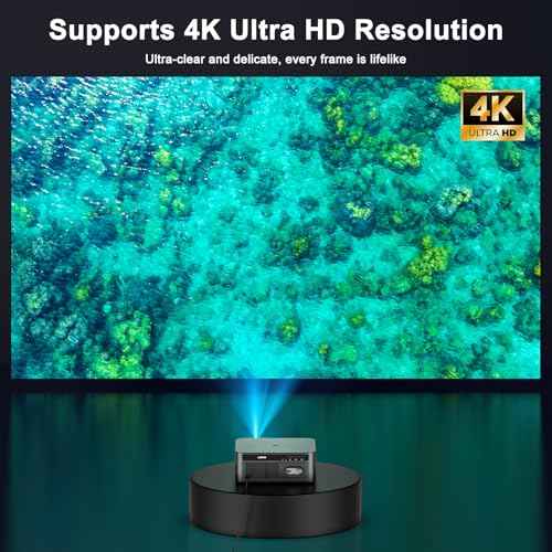 2500 ANSI Lumen Official Netflix Licensed 4K UHD Smart Projector, HAPPRUN Home Theater with Dolby Audio, Wi-Fi 6 & Bluetooth 5.2, Built-in Streaming Apps, Works with Smartphones, Indoor & Outdoor Use