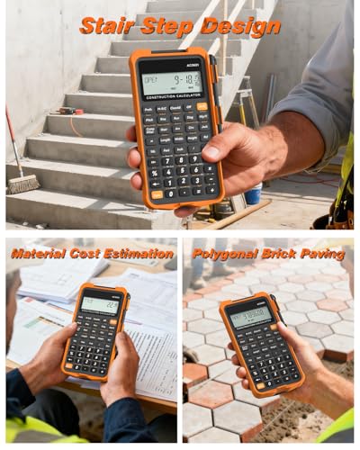 ROATEE Construction Calculator with Writing Tablet Gray-Orange, 200+ Engineering Functions