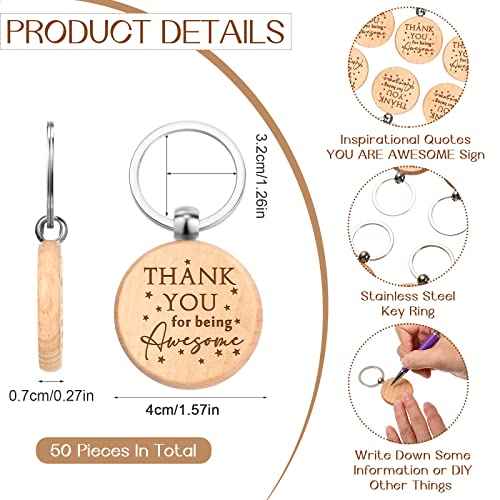 50 Sets Christmas Employee Appreciation Gifts Bulk Motivational Notebooks Inspirational Bamboo Pens Keychains Thank You Gifts for Thanksgiving Nurse Practitioner Coworker Staff Office