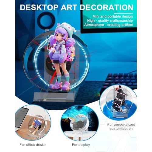 3D Hologram Fan, Magikeration 4.72 Inch 3D Holographic Fan Projector with Cover Picture Spinner for Halloween,Christmas,Thanksgiving,Easter,Parties (12cm, 4GB)