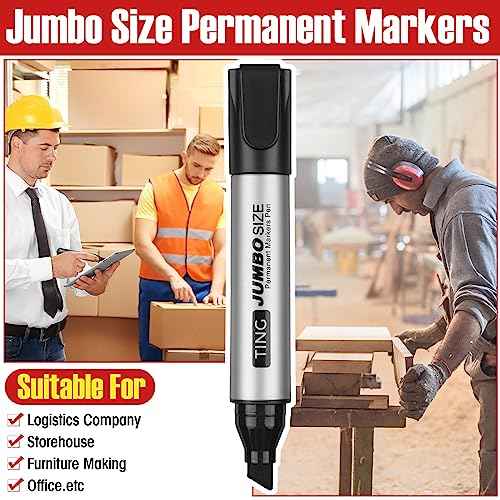 Fuutreo 32 Pcs Jumbo Permanent Markers Bulk Large Chisel Tip Permanent Markers Waterproof Jumbo Pens Quick Drying Office Teacher Supplies(Black)