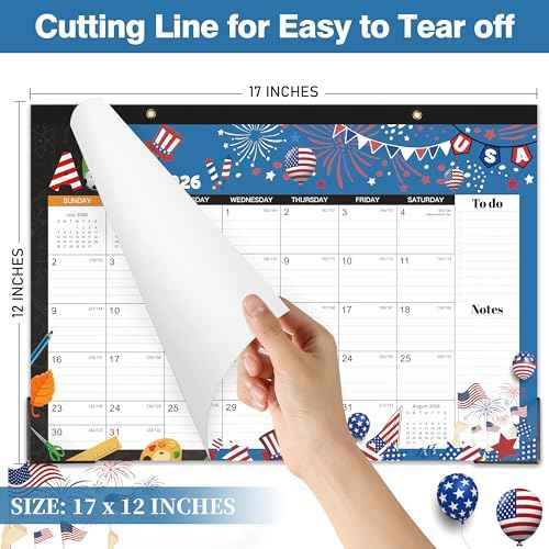 2026 Desk Calendar - Desk Calendar 2026, 17"¡¿12", JAN.2026 - Dec.2026, 12 Monthly Calendar with Corner Protectors - 12 Different Themes